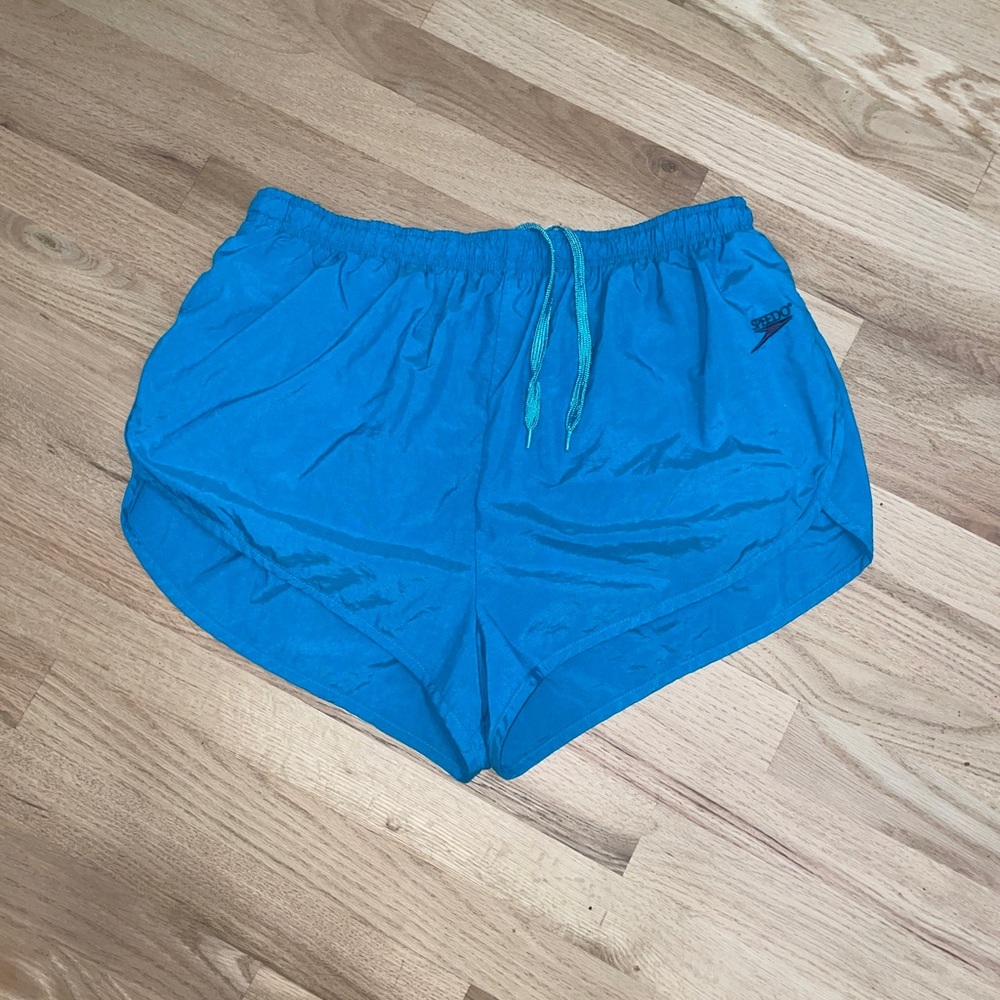 Vintage Speedo Mens XL High Cut
Sprinter Running Shorts Swim Trunks
Lined Blue